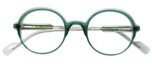 Translucent teal round eyeglasses frame, Blush by Caroline Abram Fiction style