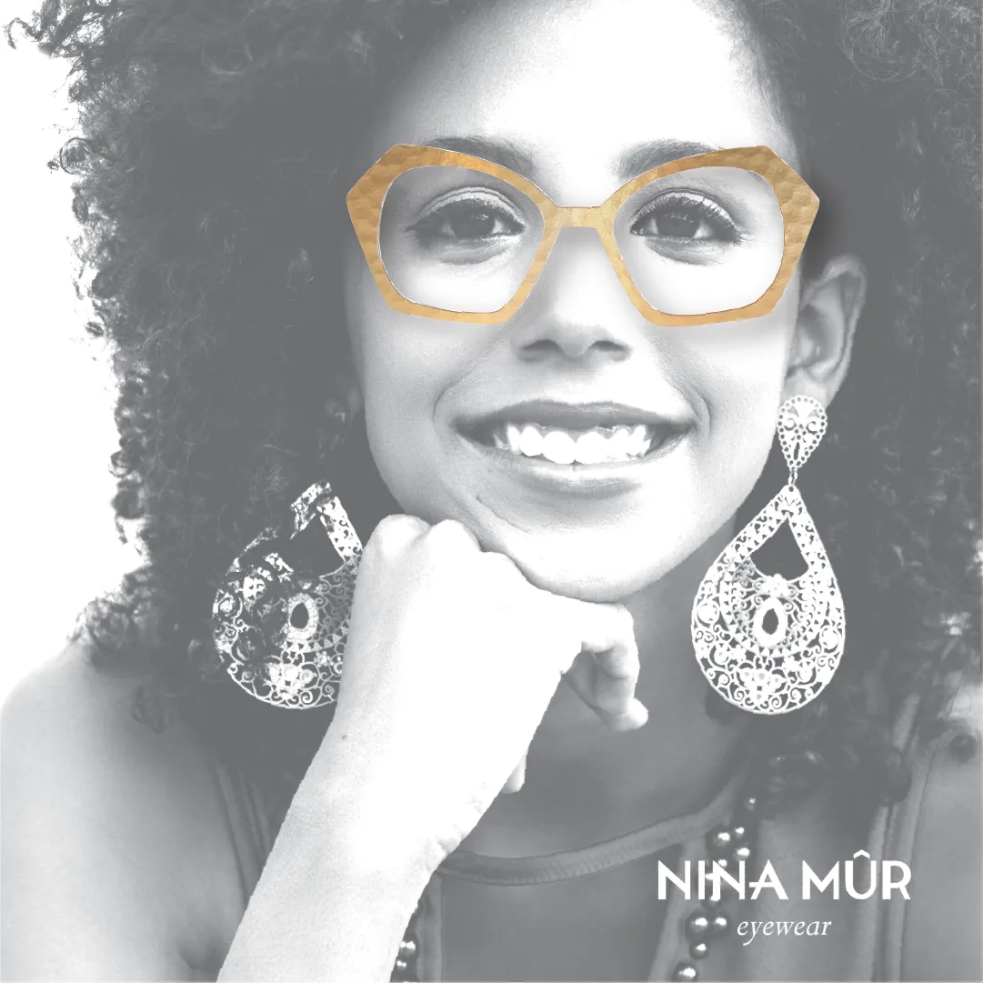 Angular gold-tone geometric eyeglasses frame by Nina Mur Eyewear