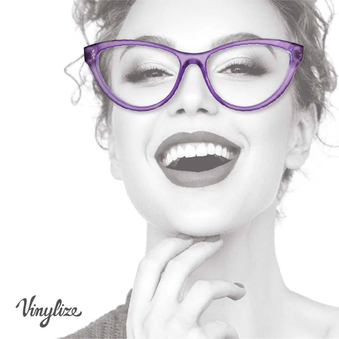 Translucent purple cat-eye eyeglasses frame by Vinylize